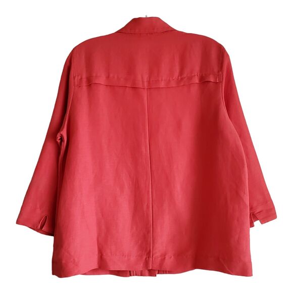 CHRISTOPHER CJ BANKS S M Blazer Jacket Orange Linen Blend 3/4 Sleeve 38" NEW NWT - Picture 8 of 8